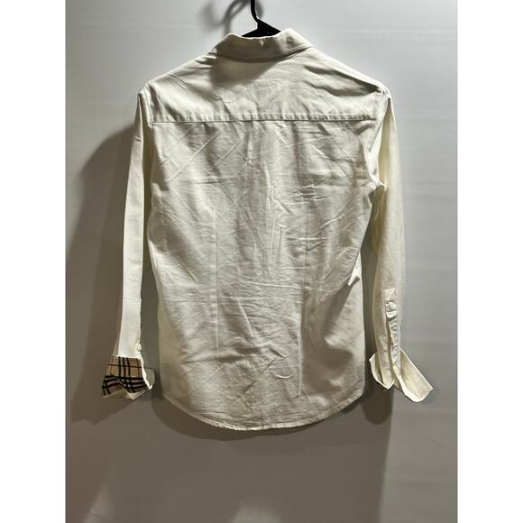 Burberry London White Classic Button Down Shirt Nova Check Collar Cuffs Sz Small - Picture 3 of 15